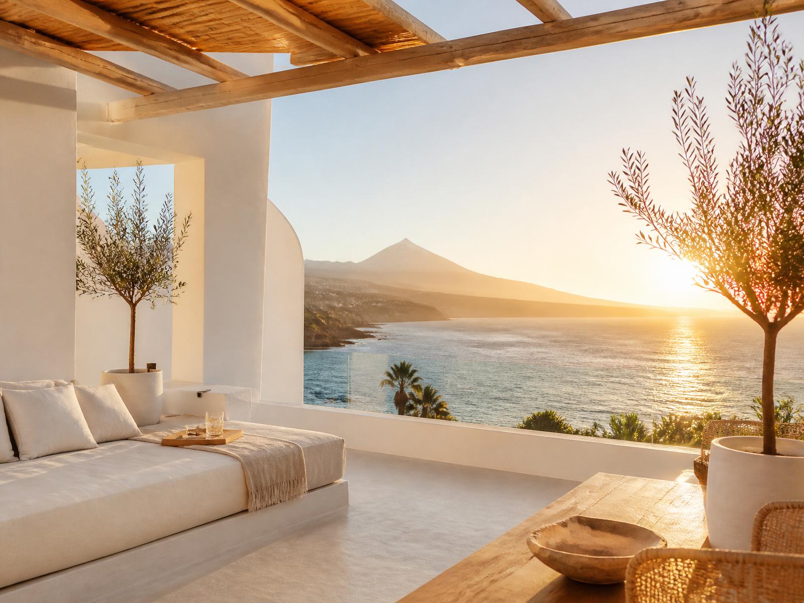 A beautiful Tenerife apartment terrace overlooking the ocean